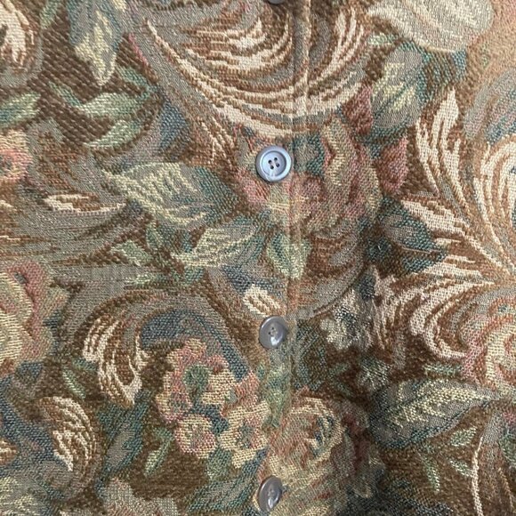 Carol Anderson Vintage Womens Tan Brown Tapestry Floral Button Up Blazer Large - Picture 4 of 5